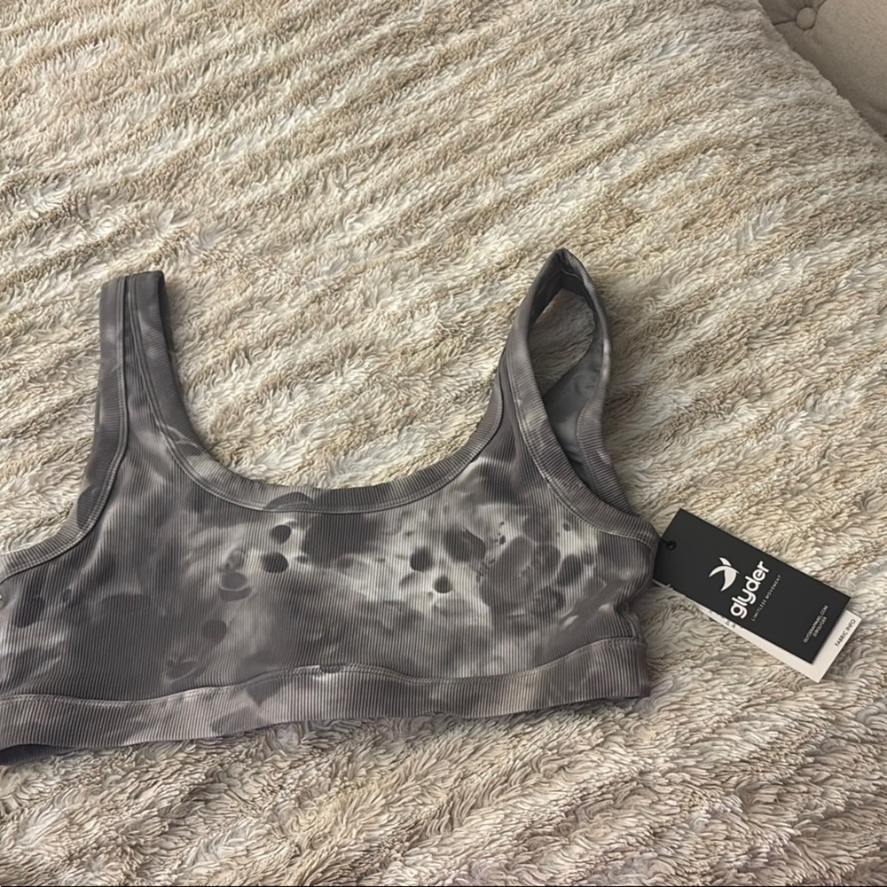 Glyder Charcoal Tie-Dye Sports Bra
